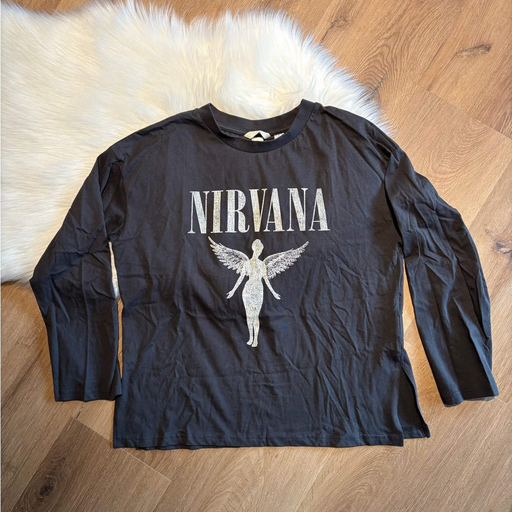 H&M Black Nirvana Long Sleeve Tee